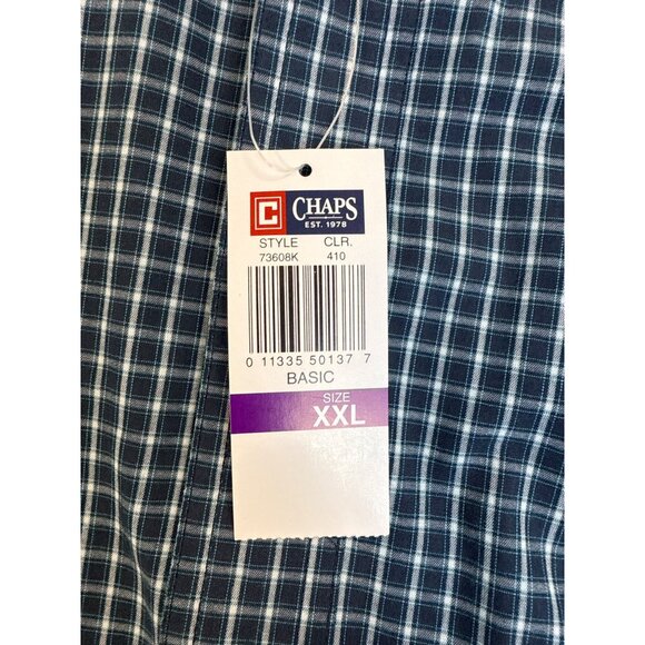 Chaps Mens Navy & White Plaid Button-Down Shirt XXL - New - Picture 7 of 9